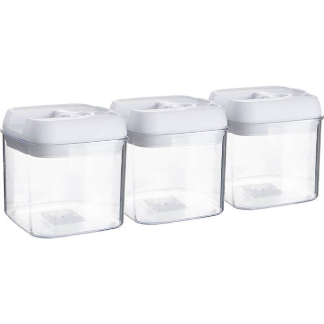 Argon Tableware Flip Lock Plastic Food Storage Containers - 500Ml - White - Pack Of 3, White