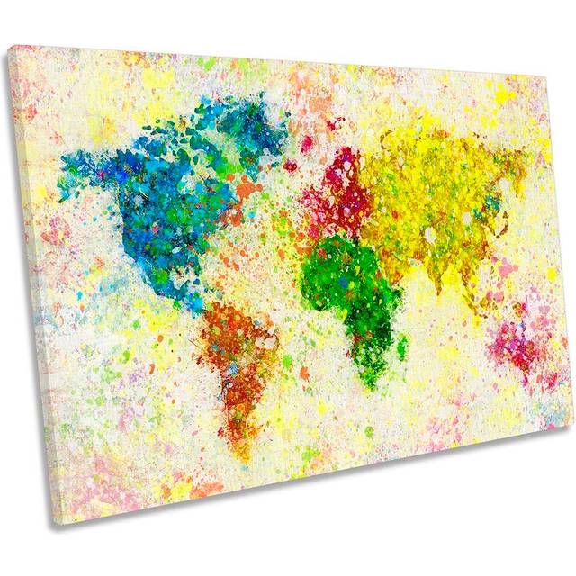 Abstract Map of the World Wrapped Canvas Painting (30.5cm H x 45.7cm W x 2cm D)