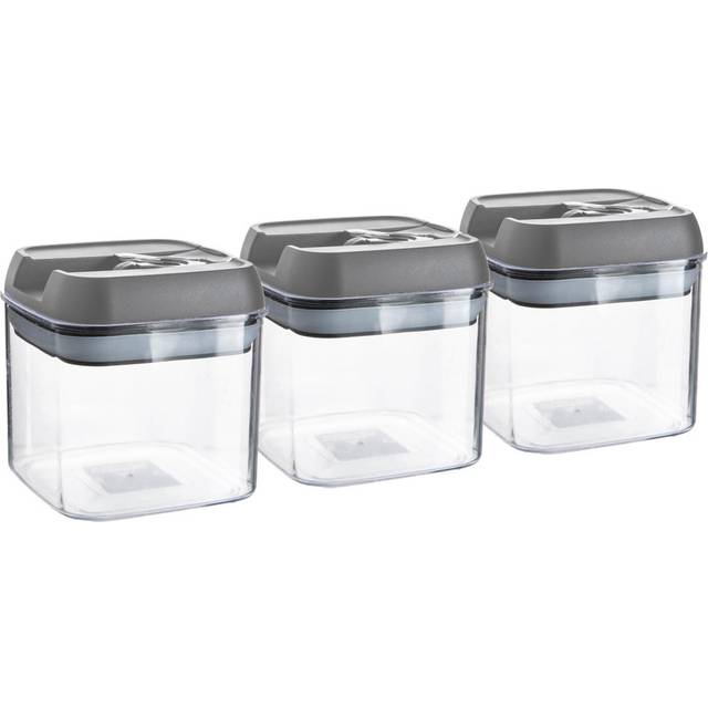 Argon Tableware Flip Lock Plastic Food Storage Containers - 500Ml - Grey - Pack Of 3, Grey