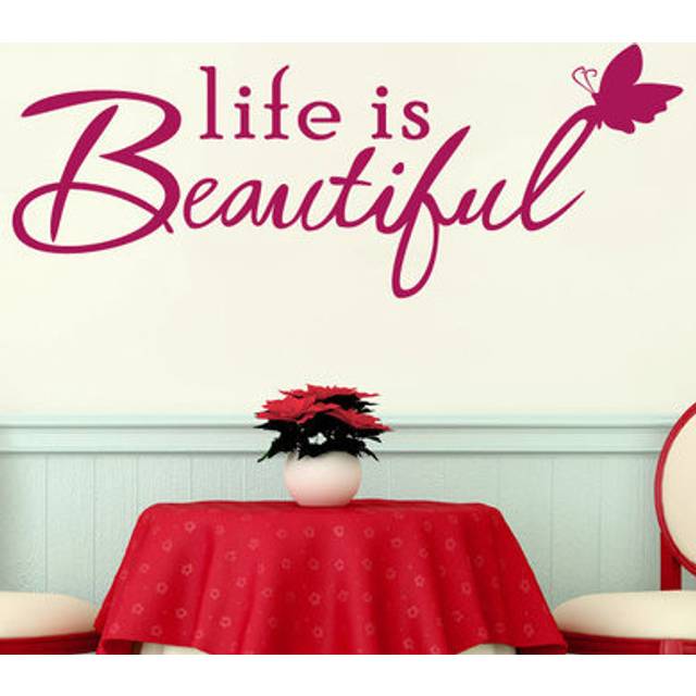 Life Is Beautiful Perching Butterfly Wall Sticker - Shiny Silver (Medium)
