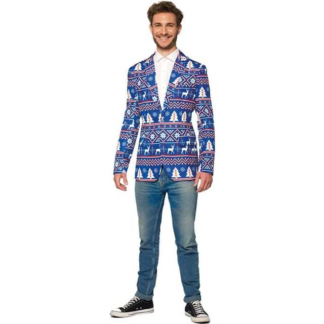 Suitmeister Christmas Blue Nordic Men&#39;s Blazer - Blue&#47;Red&#47;White (XL)