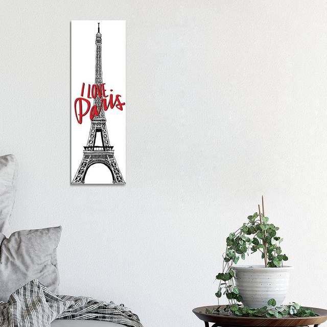Paris Idea Love I by Kimberly Allen - Wrapped Canvas Panoramic Graphic Art (91.44cm H x 30.48cm W x 1.91cm D)