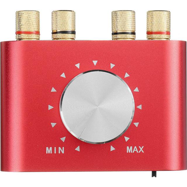 (Red, US Plug) 100W Portable Amplifier Stereo Audio Sound Amplifiers Power Amp 2 Channel