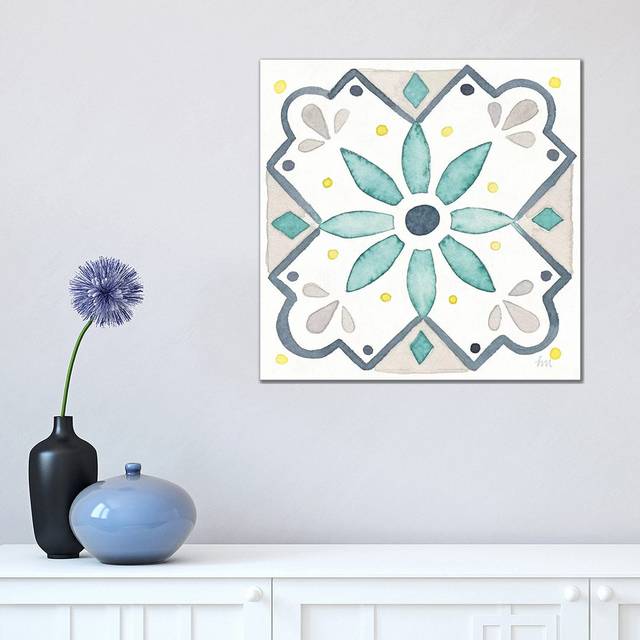 Garden Getaway Tile V White by Laura Marshall - Wrapped Canvas Art Prints (45.72cm H x 45.72cm W)