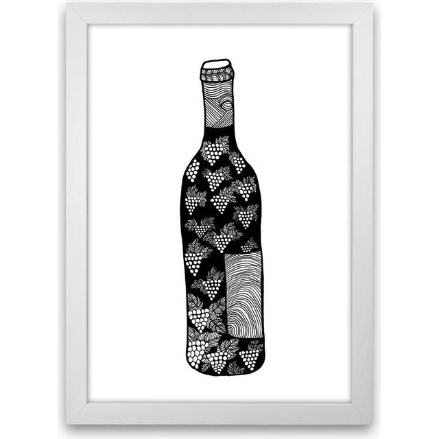 Wine Bottle by Carissa Tanton - Graphic Art Print - White Framed (63cm H x 46cm W x 3cm D)