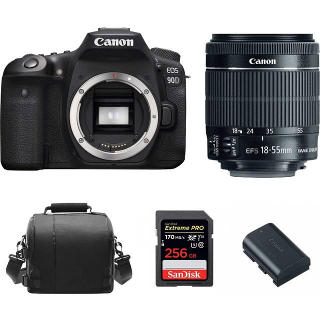 Canon Eos 90D Kit Ef-S 18-55Mmf3.5-5.6 Is Stm+Sandisk 256Gb+Bag+Lp-E6N