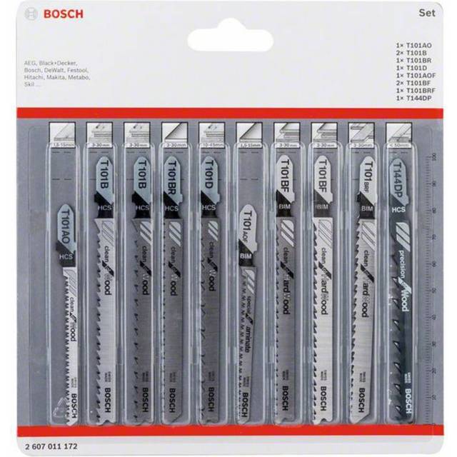 Bosch 10 Piece Wood Cutting Jigsaw Blade Set