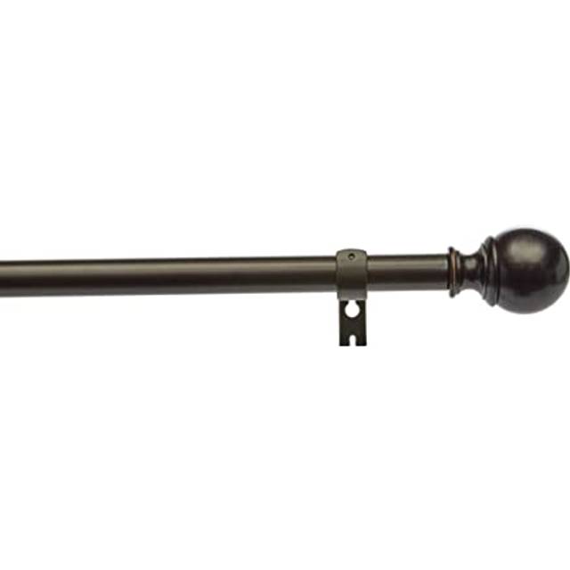 "Amazon Basics 1-Inch Curtain Rod with Round Finials  1-Pack  72"""" to 1"