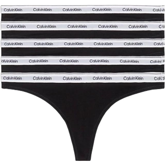 Calvin Klein 5 Pack Modern Logo Thong - Black, Black, Size S, Women