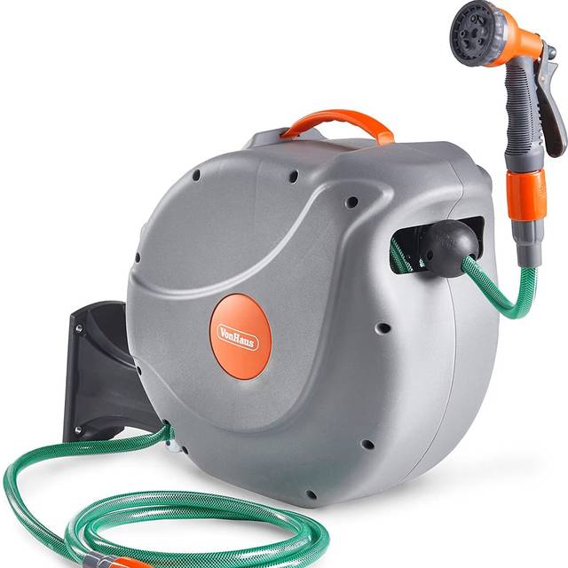 Vonhaus 30m Garden Hose Reel, Grey