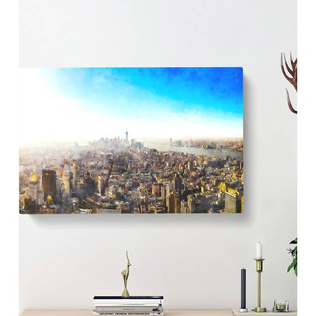 Manhattan New York - Wrapped Canvas Graphic Art Print (40cm H x 60cm W x 3cm D)