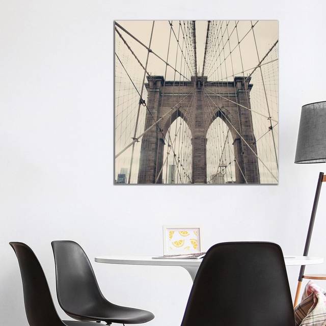 Brooklyn Bridge by Caroline Mint - Photograph Print on Canvas - Wrapped Canvas (93.98 cm H x 93.98 cm W x 1.91 cm D)