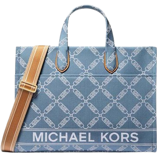Michael Kors Monogram-Jacquard Denim Tote Bag - Two Tone (Size 15.5 W x 11.75 H x 5.25 D)