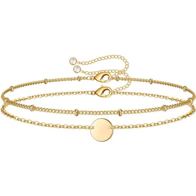 Dainty Layered Bracelets for Women 14K Gold Filled Layering Beads Bra
