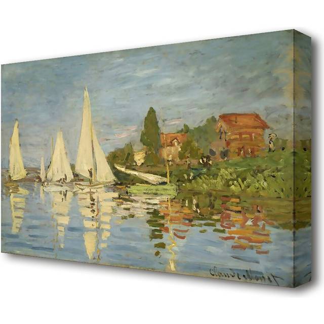 Regattas at Argenteuil by Claude Monet - Wrapped Canvas Painting Print (35.6 cm H x 50.8 cm W)