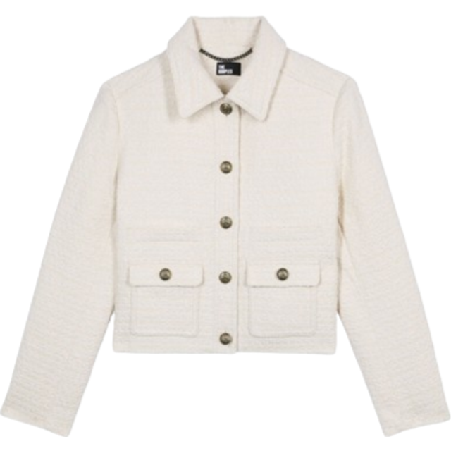 The Kooples Womens Ecru Button-down Textured Cropped Cotton-blend Jacket 10 - ECRU