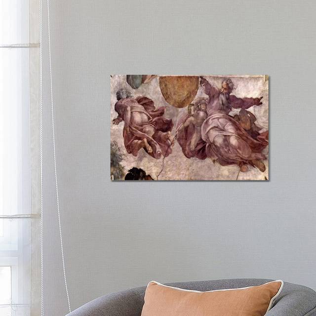 The Creation of the Sun, Moon and Vegetation by Michelangelo - Wrapped Canvas Painting (45.72cm H x 66.04cm W x 3.175cm D)