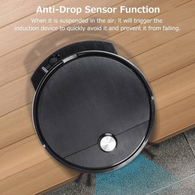 Soprobot 2800PA Smart Hushålls 2000mAh Sopning med stor kapacitet Sug och moppning Dammsugning svart