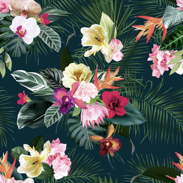 Dowdey Exotic Tropical Flowers by Lavendertime - Wrapped Canvas Graphic Art (51cm H x 51cm W x 3.8cm D)