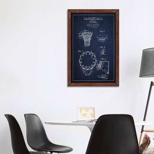 Basketball Goal Patent by Aged Pixel - Graphic Art Print - Brown Framed (101.6 cm H x 66.04 cm W)