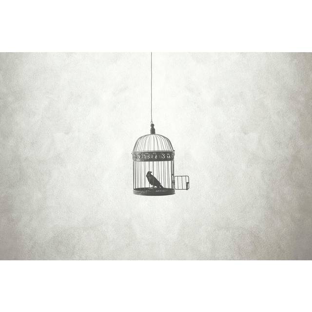 Freedom Minimal Concept, Bird in an Open Cage by Francescoch - Wrapped Canvas Photograph (61Cm H x 91Cm W)