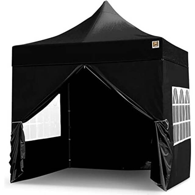 Gorilla Gazebo 2.5x2.5mtr Pop Up Commercial Grade Gazebo with Four Side Panels and Wheeled Carrybag (Black)