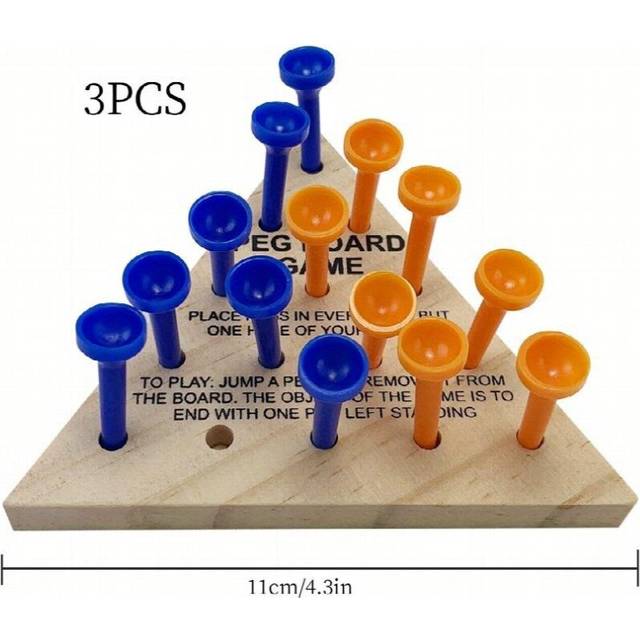 3 Packs Wooden Triangle Peg Games Triangle Wooden Board Game Family Board Game Wooden Strategy Toy Travel Games Teens And Adults Fun Learning Puzzles