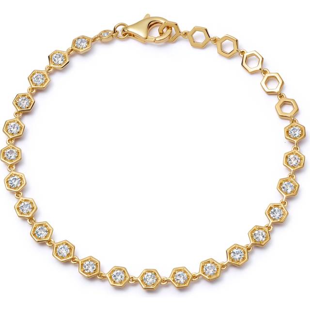 Gold White Sapphire Deco Tennis Bracelet