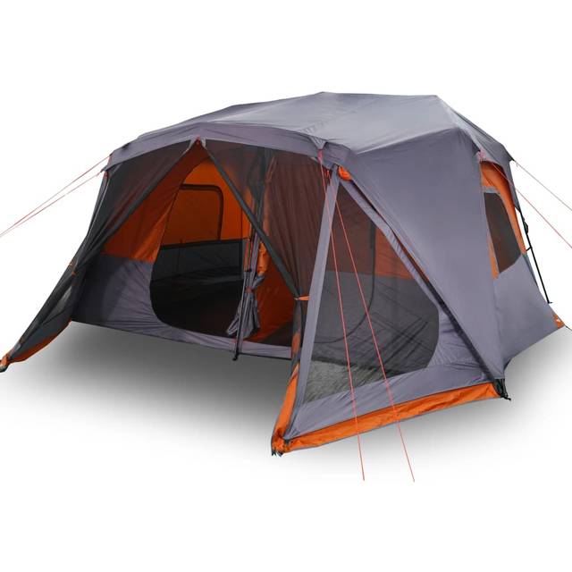 vidaXL Family Tent 10-Person Grey and Orange Quick Release Waterproof