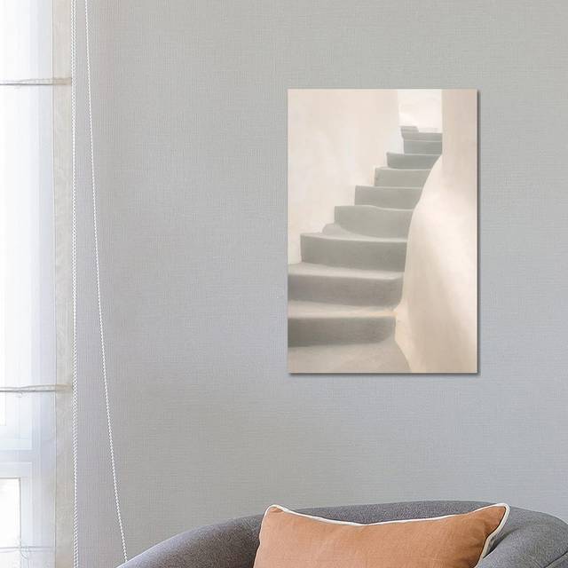 Europe, Greece, Santorini, Thira. White Stairway and Walls by Jaynes Gallery - Wrapped Canvas Painting (66.04cm H x 45.72cm W x 3.81cm D)