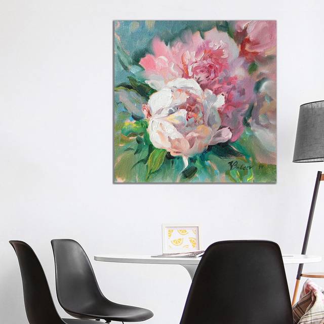 Pink Peonies by Katharina Valeeva - Wrapped Canvas Painting (93.98 cm H x 93.98 cm W x 1.91 cm D)