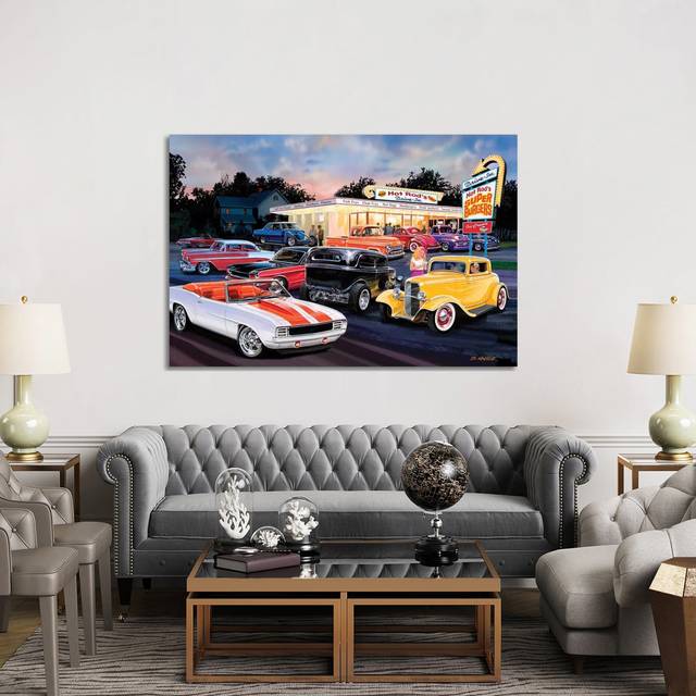 Hot Rod Drive-in I by Bruce Kaiser - Wrapped Canvas Print (152.5 cm H x 101.5 cm W)