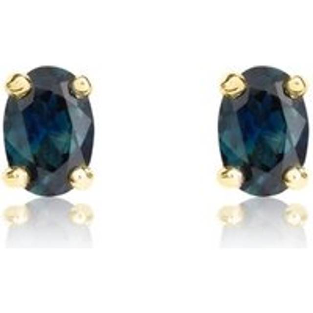 9ct Yellow Gold Sapphire 6x4mm Oval Claw Set Stud Earrings