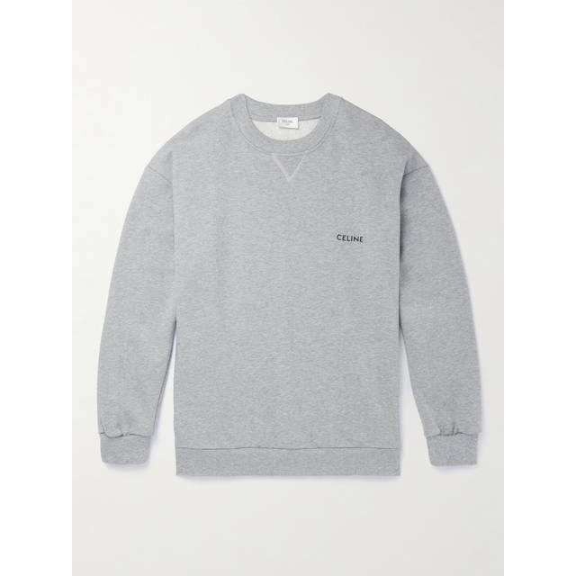 CELINE HOMME - Logo-Print Stretch-Cotton Jersey Sweatshirt - Men - Gray - S