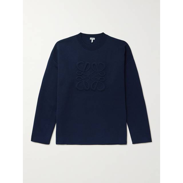 LOEWE - Logo-Debossed Wool-Blend Sweater - Men - Blue - S