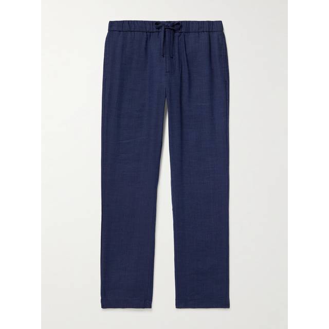 Frescobol Carioca - Oscar Straight-Leg Linen and Cotton-Blend Drawstring Trousers - Men - Blue - UK/US 32