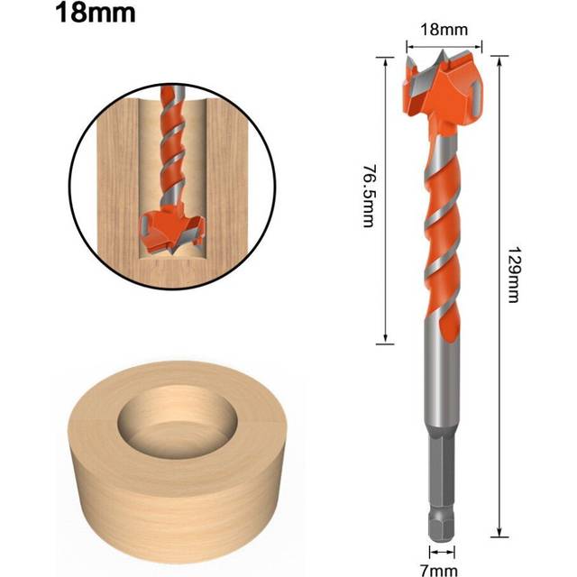 (18mm) 7mm Hex Shank Lengthen Core 16mm-25mm Hole Saw Cutter Hinge Boring Drill Bits