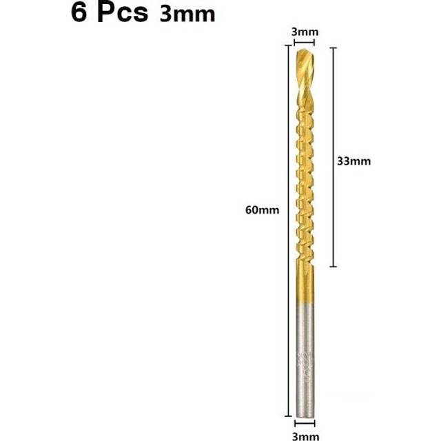 (3mm) 6pcs 3-8mm HSS Drill Bit Titanium Plating Coated Hole Saw Drill Bit Set Wood Hole Cutter Core Drill