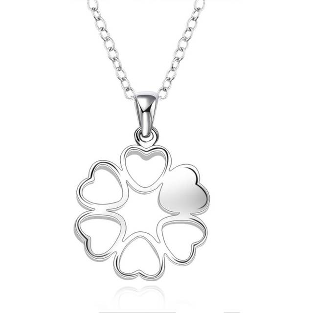 Love Heart Necklace Silver Flower Ladies Jewellery Gift