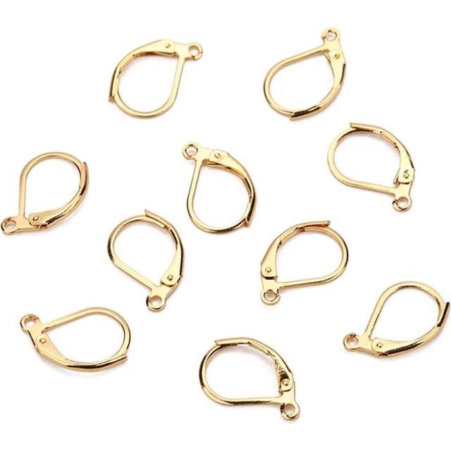 (Gold, 20 Pack) Earrings Silver Gold Hypoallergenic Lever Back Leverback Ear Hooks Clasp Finding