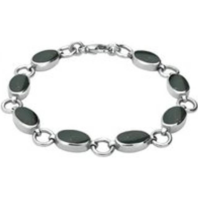 Sterling Silver Bloodstone Eight Stone Round Ring Bracelet - Silver
