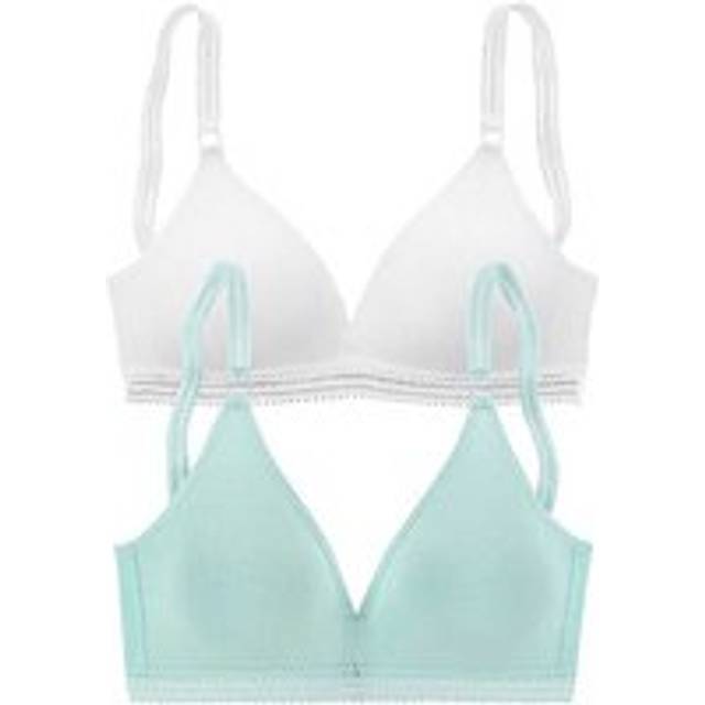 Petite Fleur Pack of 2 Non-Wired Bralettes - Mint/white