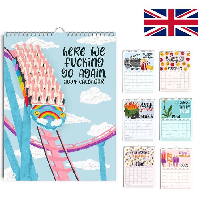 Here We F*cking Go Again 2024 Calendar, Home Planner Wall Calendar Monthly Plan