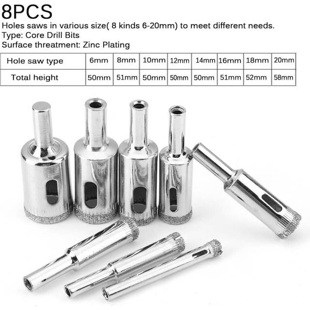 (8pcs) 8/14/15/16/30Pcs 6mm-70mm Diamond Coated Drill Bit Set Tile Marble Glass Ceramic Hole Saw Drilling Bits For Power Tools