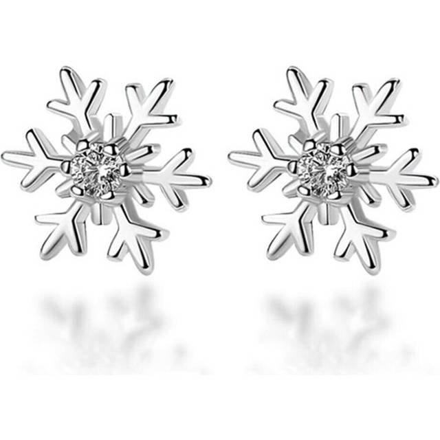5PCS Copper Hollow Snowflake  Stud Earrings for Women Christmas Gift