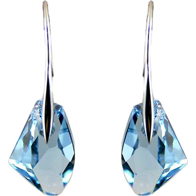 Sterling Silver Aquamarine Heart Earrings Created with Zircondia® Crystals