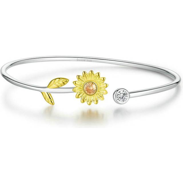 Silver plating Gold Color Adjustable Sunflower Cuff Bangle Bracelet for Women Jewelry