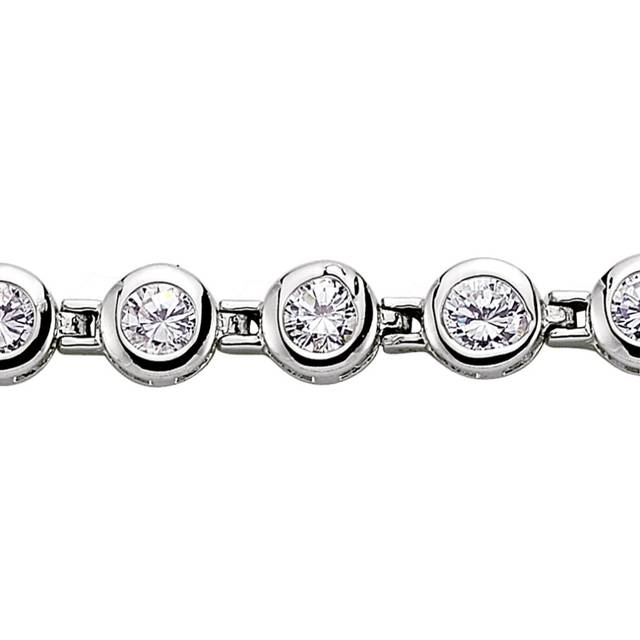 Jewelco London Ladies Sterling Silver Cubic Zirconia Bubble Donut Eternity Tennis Bracelet 7mm 7 inch - GVB090
