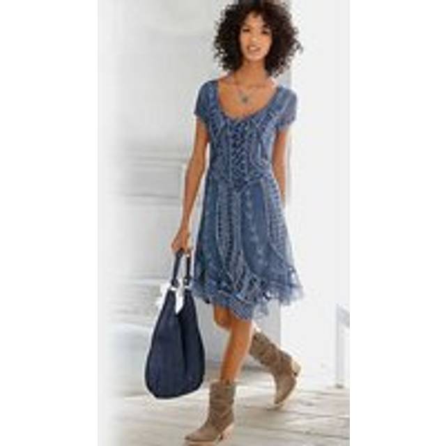 Heine Embroidered Summer Dress - Denim Blue