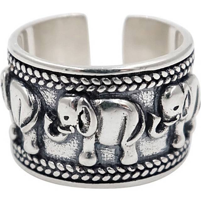 3PCS Copper Vintage Animal Elephant Open Rings  Jewelry for Women Gift Old Fashion Adjustable Rings